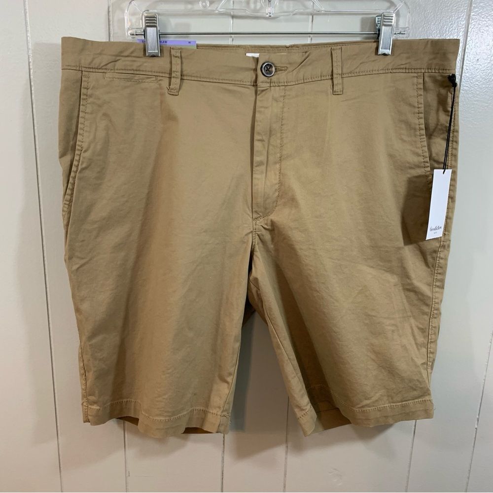 Goodfellow & Co Linden Short Flat Front Stretch Slim Fit Tan Khaki Men's 36 NEW